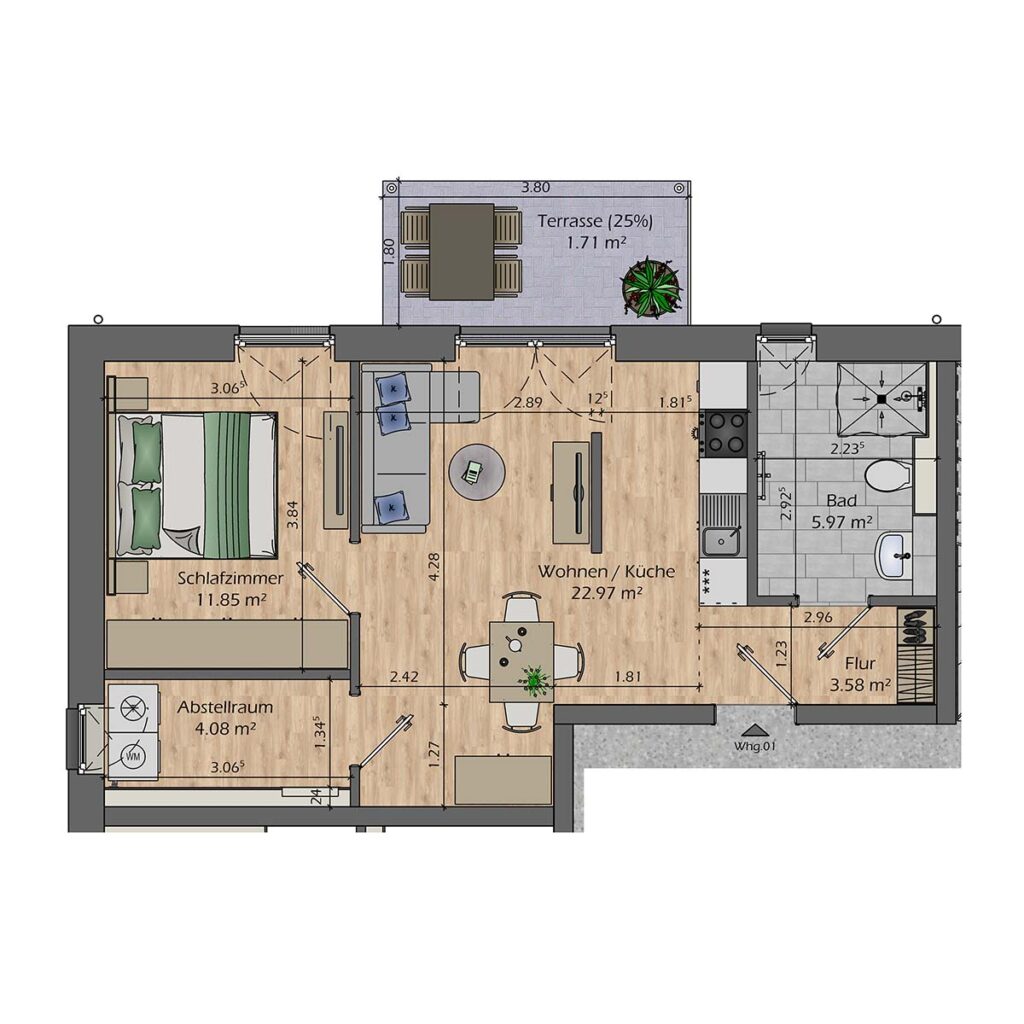 Wollinstraße 2-Zimmer EG
